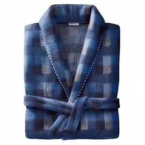 Blancheporte Domáci kabát z polar fleecu kocka modrá 127/136 (3XL)