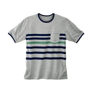 Blancheporte Pyžamové tričko s pruhmi a krátkymi rukávmi sivý melír 97/106 (L)