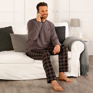 Blancheporte Jednofarebné pyžamo, mikropolar hnedosivá/čierna 97/106 (L)