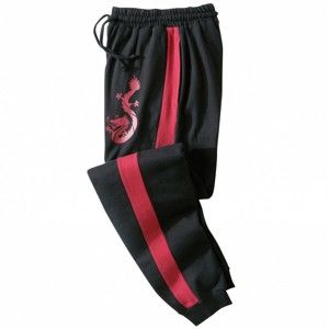 Blancheporte Meltonové športové nohavice čierna/červená 60/62