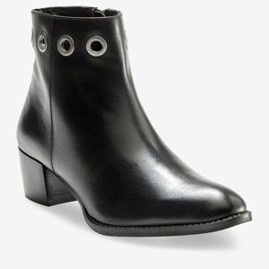 Blancheporte Členkové kožené topánky s kovovými očkami čierna 37