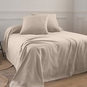 Blancheporte Prikrývka na posteľ sivobéžová pléd 150x150cm