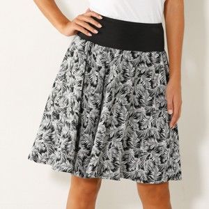 Blancheporte Rozšírená sukňa s potlačou paliem čierna/biela 44