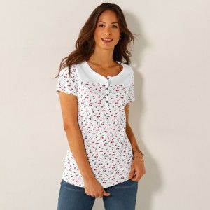 Blancheporte Tuniské tričko s potlačou čerešní biela 42/44