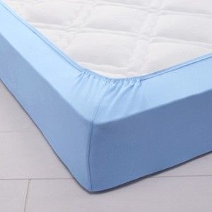 Blancheporte Jednofarebná napínacia posteľná plachta Sanfor, bavlna modrá napínacia plachta 140x190cm