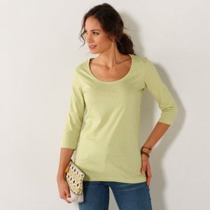 Blancheporte Jednofarebné tričko s 3/4 rukávmi zelená 54