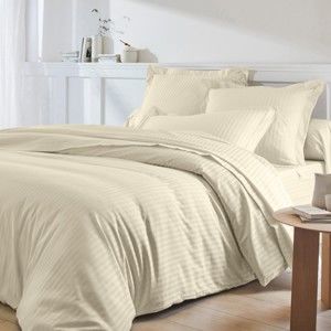 Blancheporte Jednofarebná posteľná súprava, zn. Colombine, saténové pruhy piesková obliečka na prikrývku 240x220