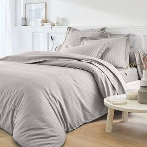 Blancheporte Jednofarebná posteľná súprava, zn. Colombine, saténové pruhy sivá obliečka na vank. 63x63cm+lem