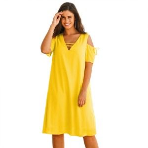 Blancheporte Šaty s prestrihmi na ramenách žltá 54