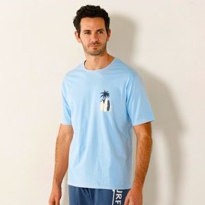 Blancheporte Pyžamové tričko s krátkymi rukávmi, motív "surf" nebeská modrá 127/136 (3XL)