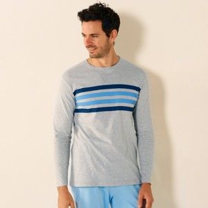 Blancheporte Pyžamové tričko s dlhými rukávmi a pruhy sivý melír 97/106 (L)
