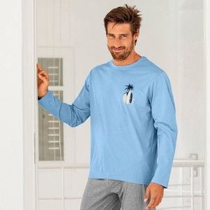 Blancheporte Pyžamové tričko s dlhými rukávmi, motív "surf" nebeská modrá 107/116 (XL)