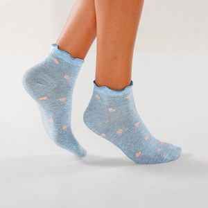 Blancheporte Ponožky s motívom sŕdc, súprava 3 párov biela+modrá+sivá 39/42