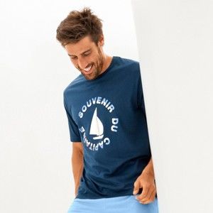 Blancheporte Pyžamové tričko s krátkymi rukávmi, motív "loď" modrá 107/116 (XL)