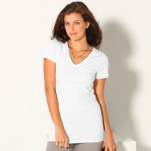 Blancheporte Jednofarebné tričko s výstrihom do "V" biela 42/44