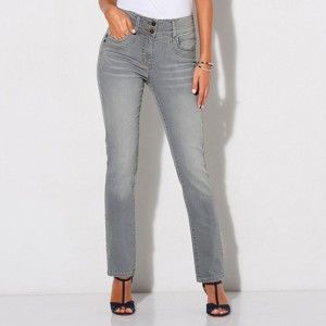 Blancheporte Strečové bootcut džínsy v oprané vzhľadu sivá 50