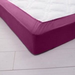 Blancheporte Napínacia posteľná plachta pre vysoké matrace, flanel purpurová napínacia plachta 90x190cm