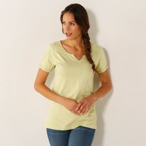 Blancheporte Jednofarebné tričko s tuniským výstrihom zelená 54