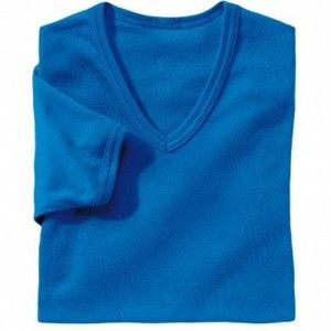 Blancheporte Súprava 3 bavlnených spodných tričiek s výstrihom do ?V? modrá 117/124 (3XL)