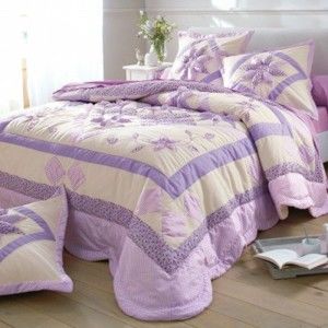 Blancheporte Prikrývka na posteľ patchwork lila pléd 150x150cm