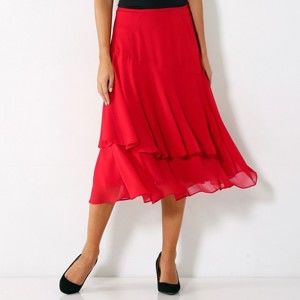 Blancheporte Volánová jednofarebná sukňa červená 38