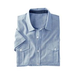 Blancheporte Jednofarebná košeľa s krátkymi rukávmi nebeská modrá 51/52