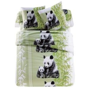 Blancheporte Posteľná bielizeň Panda s potlačou, polycoton zelená obliečka na prikrývku240x220cm