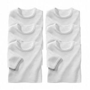 Blancheporte Biele spodné tričko s okrúhlym výstrihom, súprava 6 ks biela 93/100 (L)