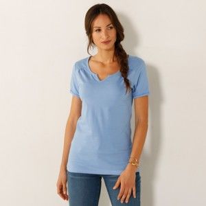 Blancheporte Jednofarebné tričko s tuniským výstrihom levanduľová 34/36