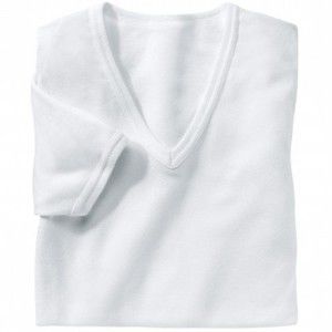 Blancheporte Súprava 3 bavlnených spodných tričiek s výstrihom do ?V? biela 109/116 (XXL)