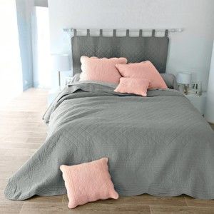 Blancheporte Jednofarebná prešívaná prikrývka na posteľ Cassandre perlovosivá obliečka na vank. 65x65cm+lem