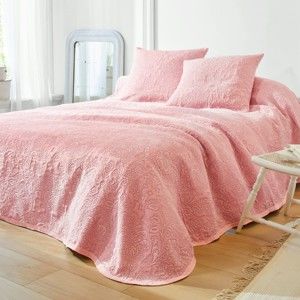 Blancheporte Prikrývka na posteľ Melisa ružové drevo obliečka na vankúš 65x65cm