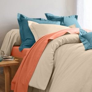 Blancheporte Jednofarebná posteľná súprava zn. Colombine z bavlny piesková obliečka na prikr. 240x220cm