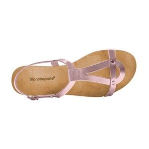 Blancheporte Kožené sandále, metalické ružová 39