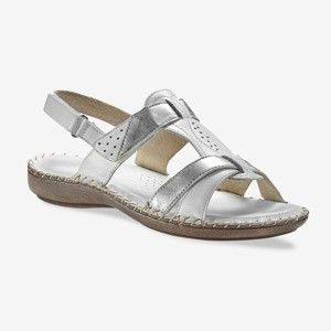 Blancheporte Dvojfarebné kožené sandále biela/strieborná 38