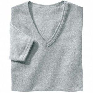 Blancheporte Súprava 3 bavlnených spodných tričiek s výstrihom do ?V? sivý melír 133/140 (5XL)
