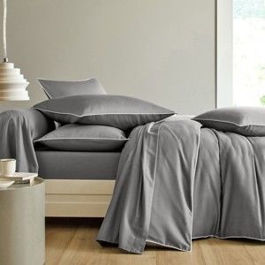Blancheporte Jednofarebná posteľná bielizeň, bavlnený satén, Colombine sivá obliečka na prikrývku 240x220