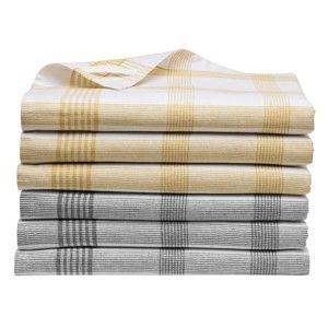 Blancheporte Kockované utierky, súpravy kari/sivá 6ks uteráky/50x70cm