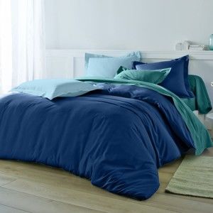 Blancheporte Jednofarebná posteľná súprava zn. Colombine z bavlny nám.modrá obliečka na vank. 63x63cm+lem