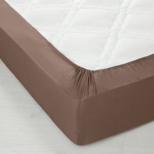 Blancheporte Jednofarebná napínacia posteľná plachta, polycoton hnedosivá klasická plachta 180x290cm