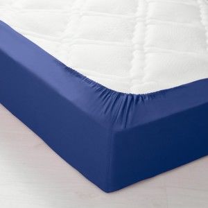 Blancheporte Jednofarebná napínacia posteľná plachta, bavlna námornická modrá napínacie plachta 90x190cm