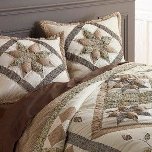 Blancheporte Prikrývka na posteľ patchwork hnedosivá obliečka na vankúš 65x65cm