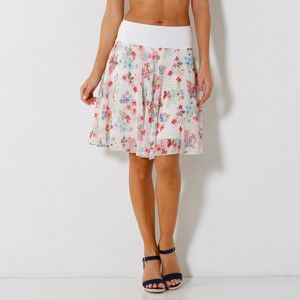 Blancheporte Rozšírená sukňa s potlačou kvetín biela/ružová 48
