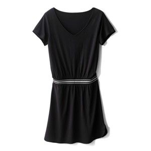 Blancheporte Úpletové šaty s pruhovaným pásom čierna 52