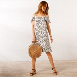 Blancheporte Šaty s dizajnom kvetín bronzová/biela 50