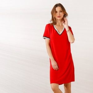 Blancheporte Jednofarebné červené šaty so športovými pruhmi růžová pudrová 42