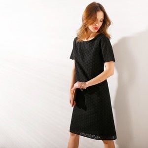 Blancheporte Čierne šaty s anglickou výšivkou čierna 50