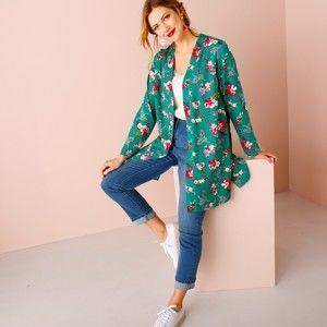 Blancheporte Dlhá kimono košeľa smaragdová 46
