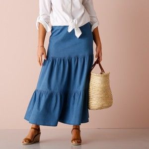 Blancheporte Denimová dlhá sukňa modrá 50
