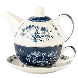 Blancheporte Dizajnová čajová kanvička cibuľový vzor modrobiela kanvička 400ml + hrnček 340ml
